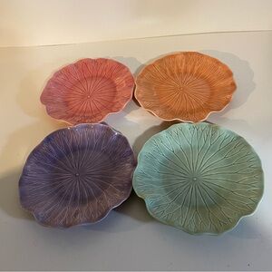 Set of 4  Lotus by Poppytrail Potteries 8” Dessert /Salad Plates Varies Colors